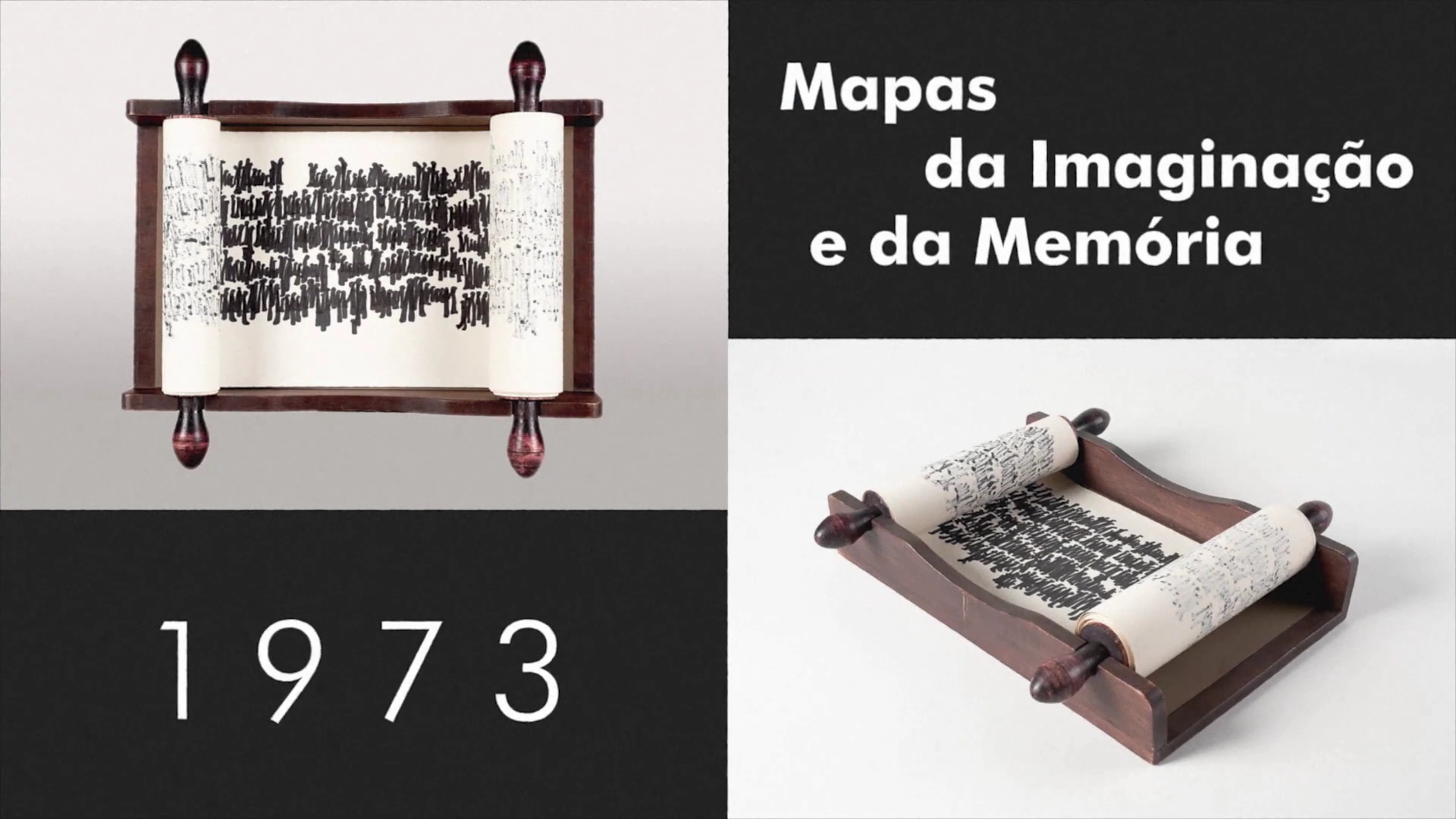 Image taken from the Ana Hatherly video showcasing one of her art pieces called "Mapas da Imaginação e da Memória" from 1973.