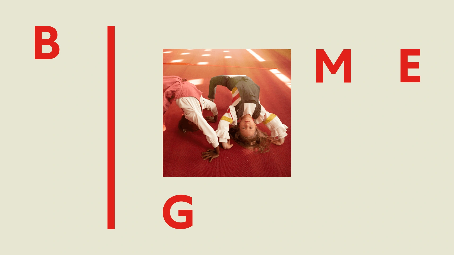 Image taken from the Zippy motion film, a visual composition with a photograph of two kids and the words "Big Me".